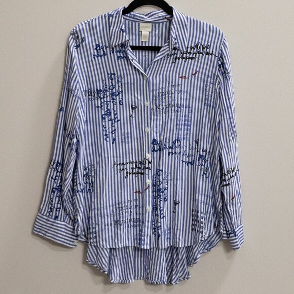 Chico's Conversation striped trapeze blouse-2 - Picture 1 of 4